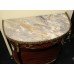 Marble Topped Brass Galleried Inlaid Mahogany Side Table by Epstein of London