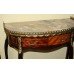 Marble Topped Brass Galleried Inlaid Mahogany Side Table by Epstein of London