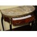 Marble Topped Brass Galleried Inlaid Mahogany Side Table by Epstein of London