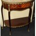 Marble Topped Brass Galleried Inlaid Mahogany Side Table by Epstein of London