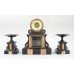 Mid 19th c. French Japy Freres Black Marble Garniture Clock Set