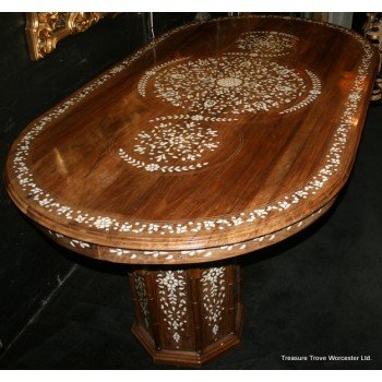 Inlaid Mother of Pearl Rosewood Twin Pedestal Centre Table