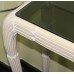 Decapé Finish Carved Wood Narrow Side Console Table with Smoked Glass Top