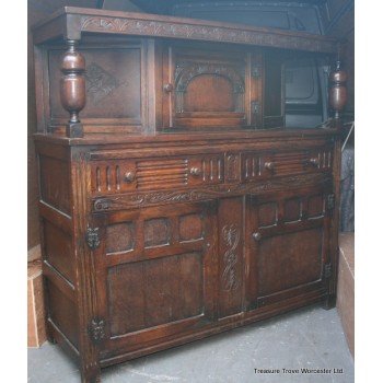 Solid Oak Cromwellian Style Court Cupboard
