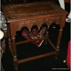 Oak Gothic Pugin Style Carved Occasional Table