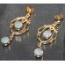 Fine Pair of Elegant 9ct Art Nouveau Style Opal Drop Earrings