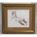 Original Red Chalk & Ink Nude Study Set in Gilt Frame