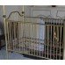 Ornate Brass Four Poster Baby Crib Cot with Canopy Bedding & Lace Drapes