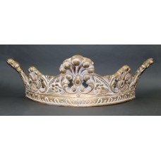 Ornate Carved Wood Washed Gilt Coronet Pediment