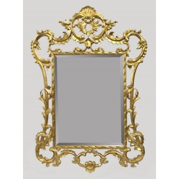 Ornately Hand Carved Giltwood Bevelled Glass Mirror