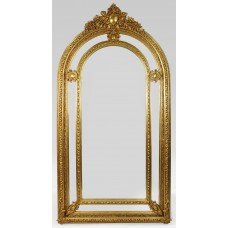 Ornate Tall Louis XV Style Arched Giltwood Mirror