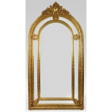 Ornate Tall Louis XV Style Arched Giltwood Mirror