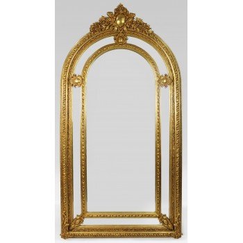 Ornate Tall Louis XV Style Arched Giltwood Mirror