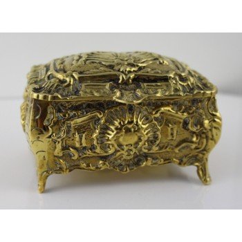 Ornate Heavy Brass Victorian Casket with Velvet Lined Interior