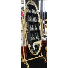 Ornate Vintage Freestanding Gilt Oval Cheval Mirror