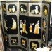 Ornately Decorated Oriental Chinoiserie Relief Lacquer Six Fold Screen