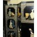 Ornately Decorated Oriental Chinoiserie Relief Lacquer Six Fold Screen