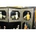 Ornately Decorated Oriental Chinoiserie Relief Lacquer Six Fold Screen