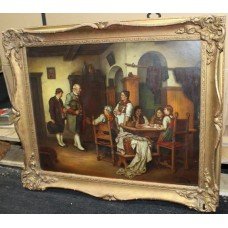 Fine G.B.Osterman Interior Scene Painting Oil on Board