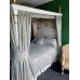 Hand Made White & Gold Painted Carved Wooden Four Poster Bed