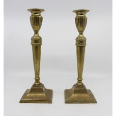 Pair of Antique Adam Style Brass Candlesticks