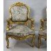 Pair of Carved Giltwood Louis XV Style Upholstered Armchairs