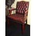 Pair of Mahogany Buttoned Red Leather Studded Library Chairs