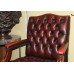 Pair of Mahogany Buttoned Red Leather Studded Library Chairs