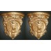 Pair of Gilded Hand Carved Cherubic Wall Brackets