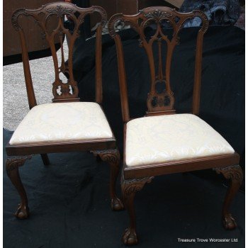 Pair of Carved Chippendale Style Ball & Claw Chairs