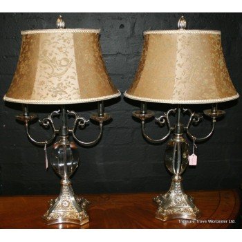 Pair of Crystal Table Lamps with Shades