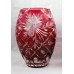 Pair of Ruby Cut Glass Overlay Crystal Ovoid Vases