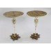 Pair of Decorative Gold Leaf Metal & Crystal Side Tables