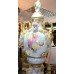 Pair of Ornate 5 ft Dresden Floral Lidded Urns