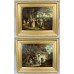 Pair of Early 19th c. Country Genre Scenes Oil on Canvas