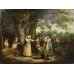 Pair of Early 19th c. Country Genre Scenes Oil on Canvas