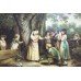 Pair of Early 19th c. Country Genre Scenes Oil on Canvas