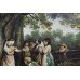 Pair of Early 19th c. Country Genre Scenes Oil on Canvas