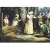 Pair of Early 19th c. Country Genre Scenes Oil on Canvas