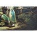 Pair of Early 19th c. Country Genre Scenes Oil on Canvas