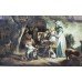 Pair of Early 19th c. Country Genre Scenes Oil on Canvas