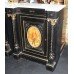 Pair of 19th c. Ebonized Marble Topped Inverted Breakfront Side Cabinets