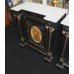 Pair of 19th c. Ebonized Marble Topped Inverted Breakfront Side Cabinets