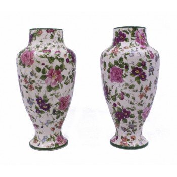 Pair of Floral Staffordshire Vases c.1900