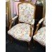 Pair of Floral Tapestry Style Upholstered Carved Occasional Armchairs Hall Chairs