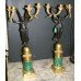 Pair of 19th c. French Ormolu, Bronze & Malachite Candelabras