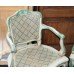 Pair of French Style Double Bergere Chateau Green Armchairs