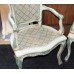 Pair of French Style Double Bergere Chateau Green Armchairs