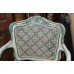 Pair of French Style Double Bergere Chateau Green Armchairs