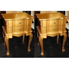 Pair of French Style Gilt Lacquered Bedside Cabinets Nightstands